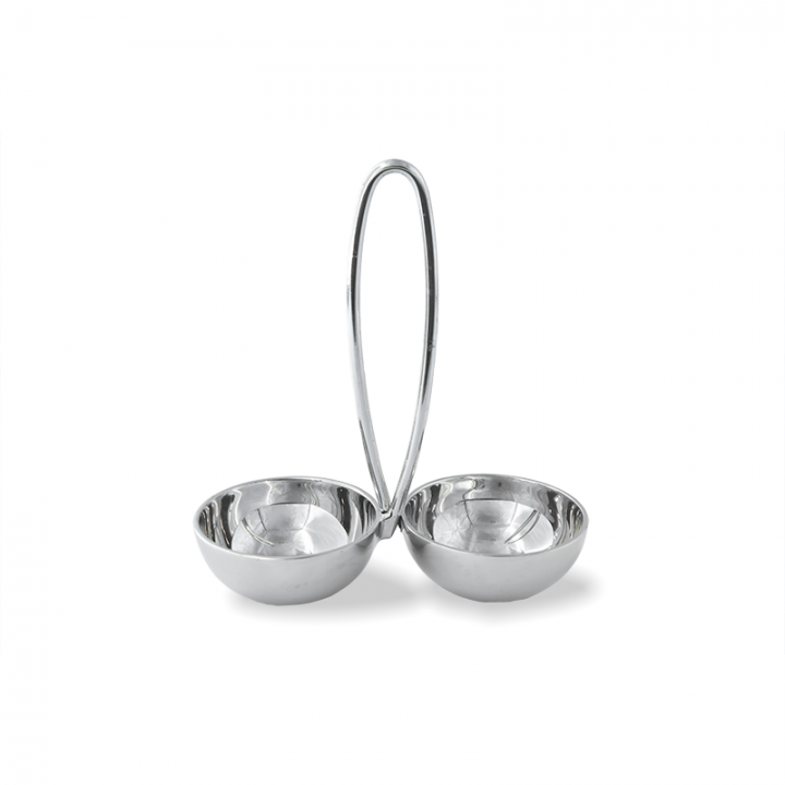 Inox spice tray with 2 bowls 8*3,5cm